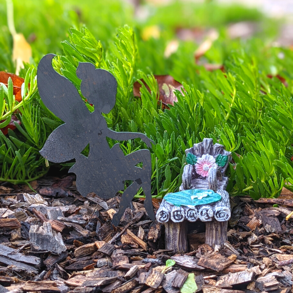 Metal Mini Sitting Fairy Garden Accessories Custom Made in