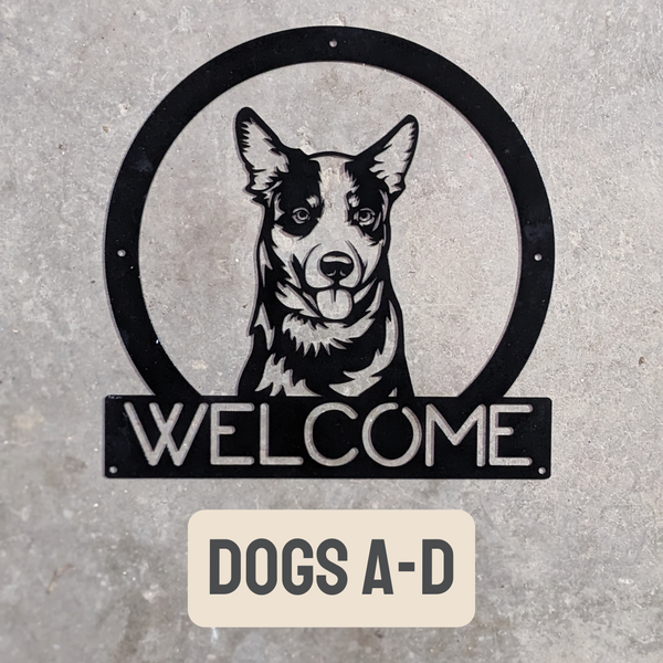 Round Dog Portrait Welcome Signs (A-D)