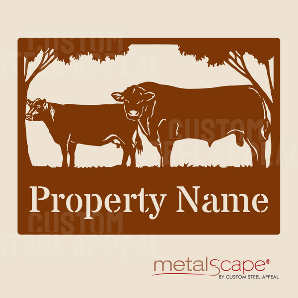 Angus Bull & Cow - Farm Property Sign