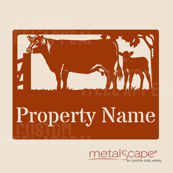 Angus Cow & Calf - Farm Property Sign