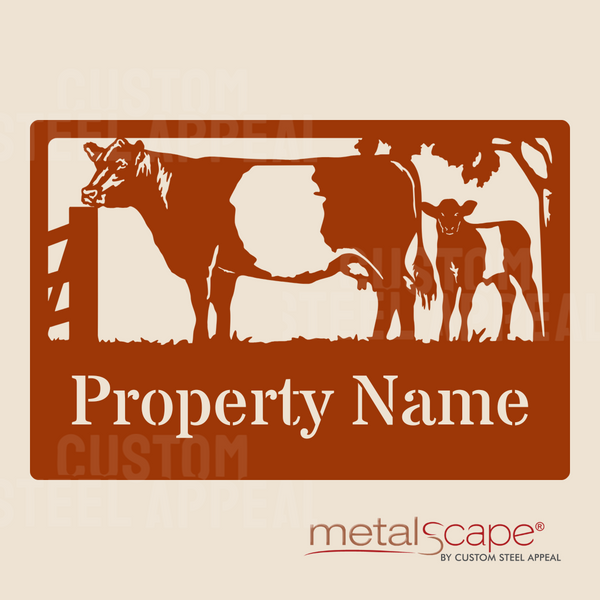 Belted Galloway Cow & Calf -  Farm Property Sign