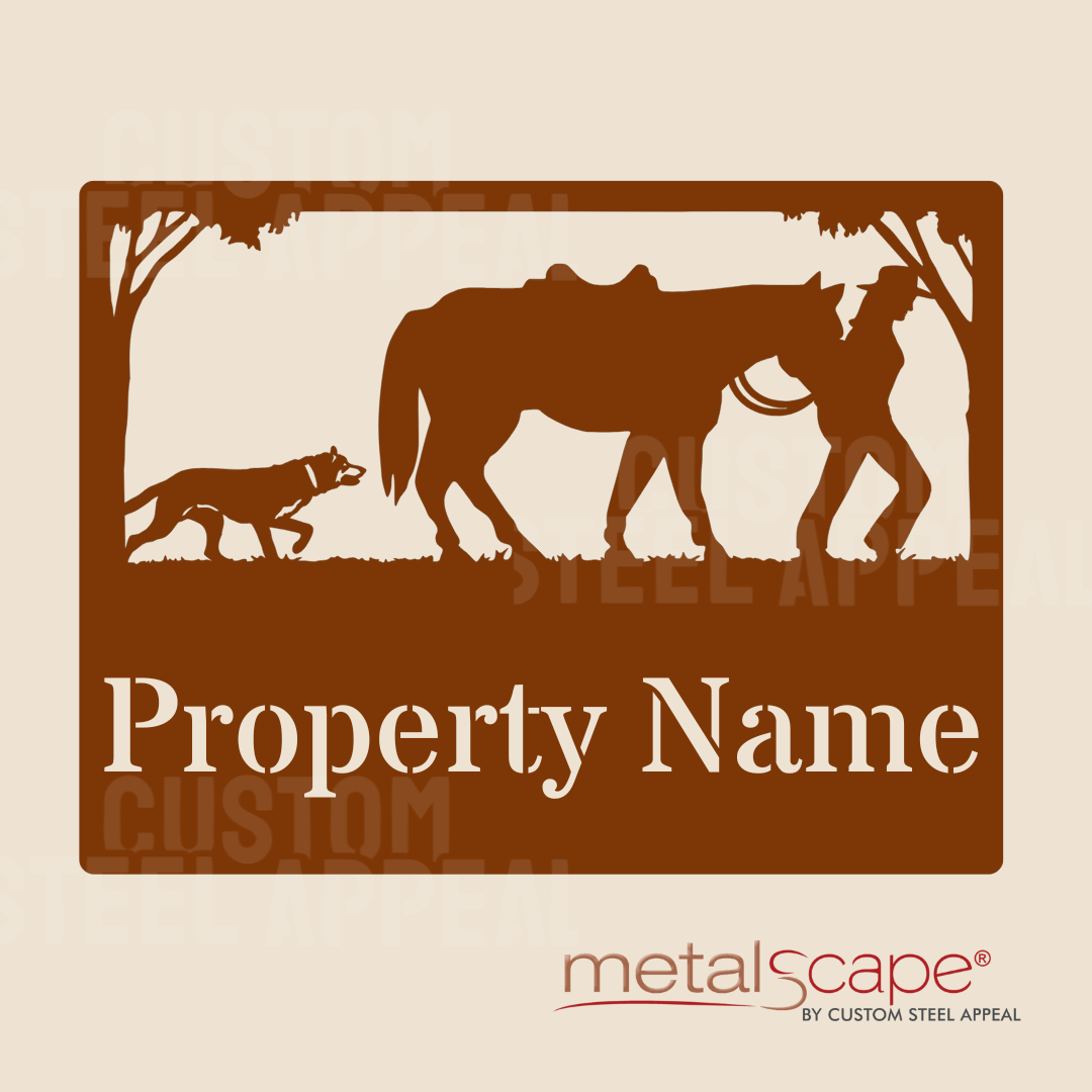 Dog, Horse & Female Drover - Farm Property Sign – Custom Steel Appeal