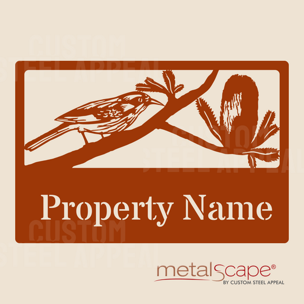 Honeyeater on Banksia Branch - Farm Property Sign
