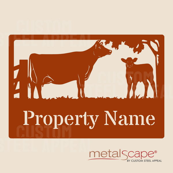 Jersey Cow & Calf - Farm Property Sign