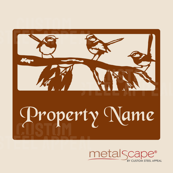 Branch Sign Three Wrens on a Branch - Farm Property Sign – Custom Steel Appeal