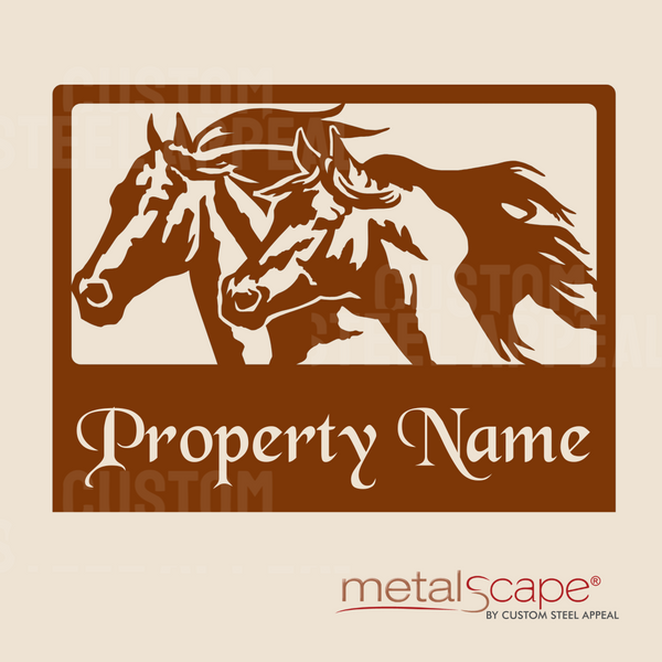 Two Horse Heads - Farm Property Sign
