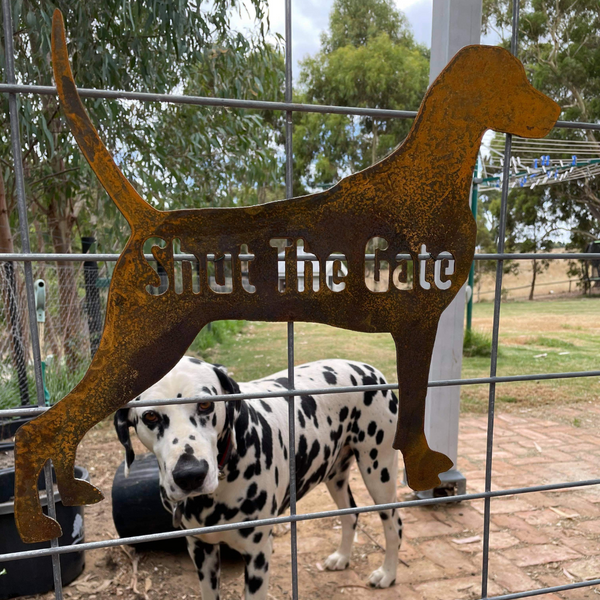 Weimaraner Shut the Gate Dog Sign