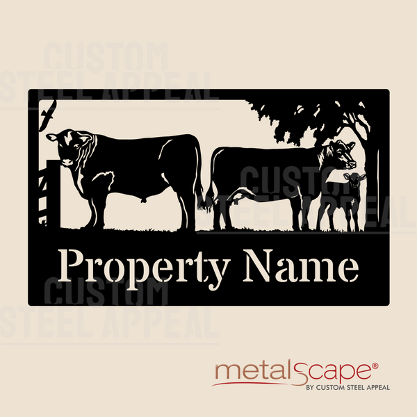 Angus Bull, Cow & Calf - Farm Property Sign