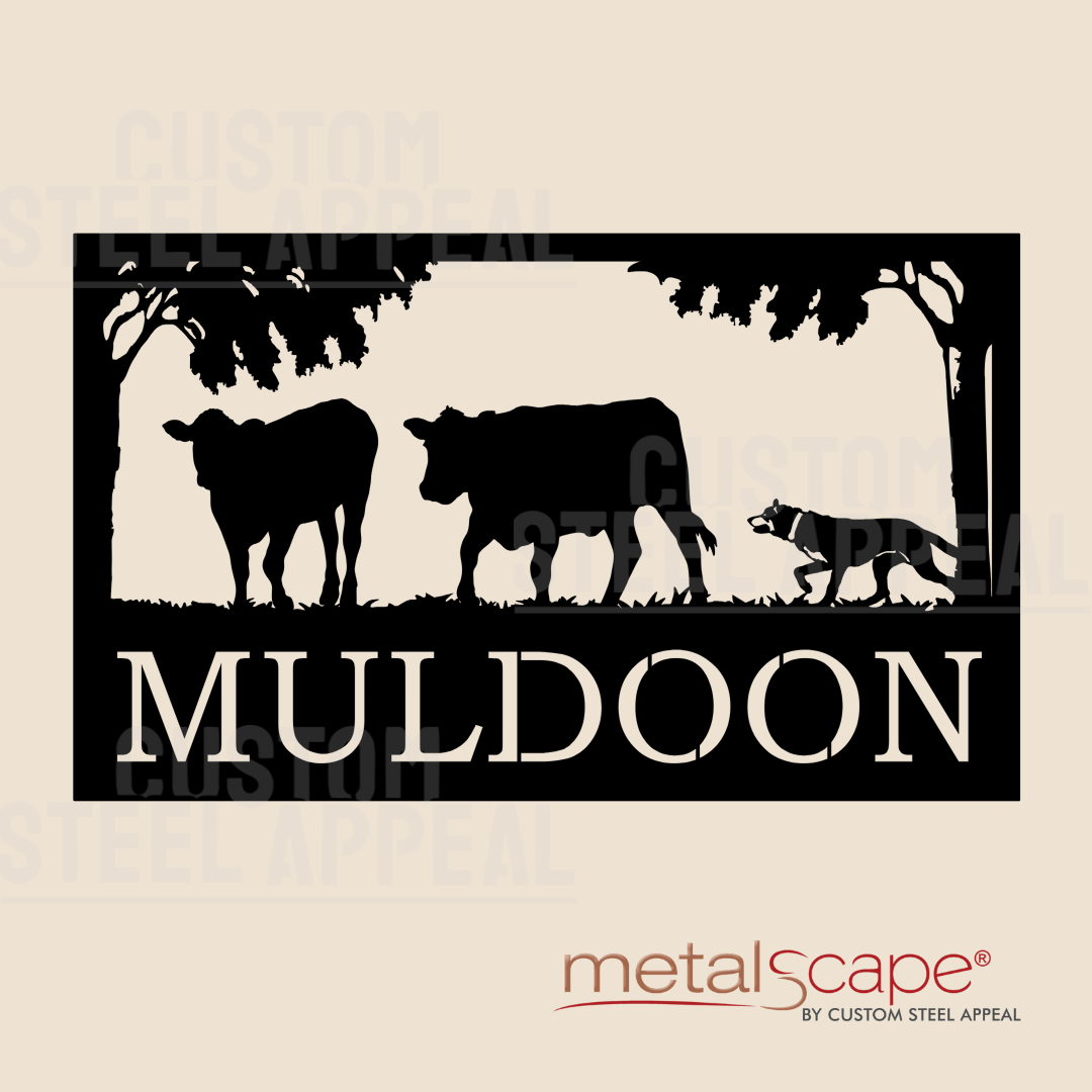 Angus Cows & Kelpie - Farm Property Sign – Custom Steel Appeal