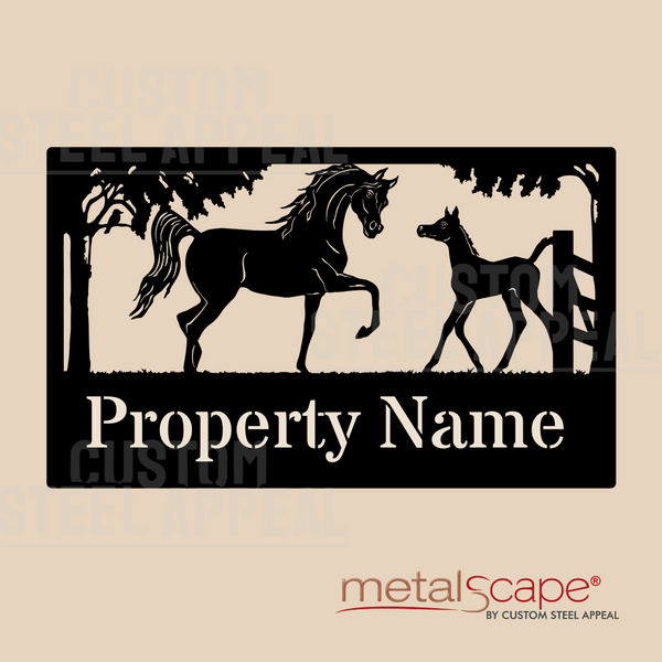 Arabian Mare & Foal - Farm Property Sign