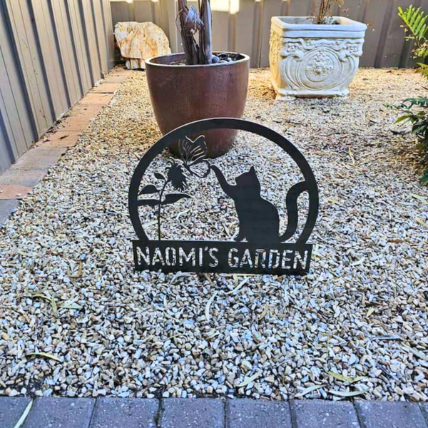 Cat & Butterfly Garden Sign