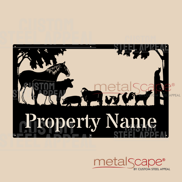 Horse & Assorted Farm Animals - Farm Property Sign