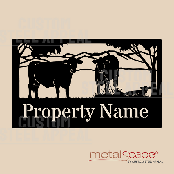 Cows, Calf & Hills - Farm Property Sign