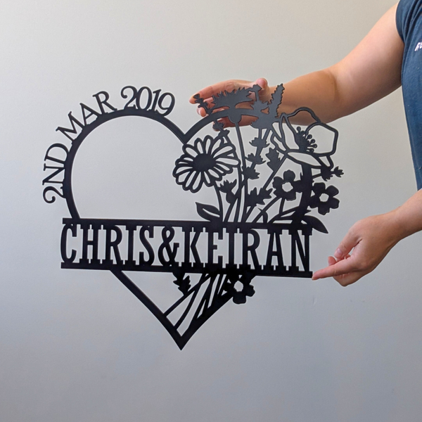 Heart with Flowers Sign