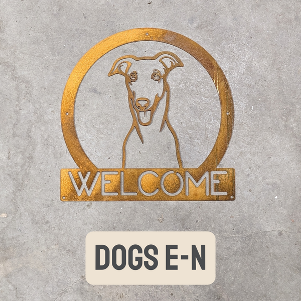 Round Dog Portrait Welcome Signs (E-N)