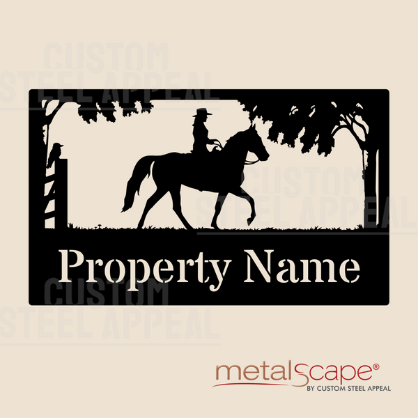 Horse & Female Rider - Farm Property Sign