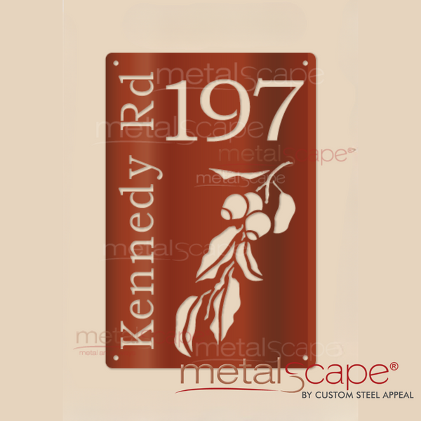 Address Number and Name Plaque - Gum Leaves & Nuts