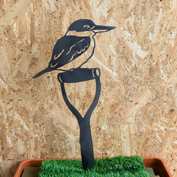 Sacred Kingfisher on Spade Handle