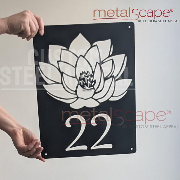 Lotus Flower House Number Sign