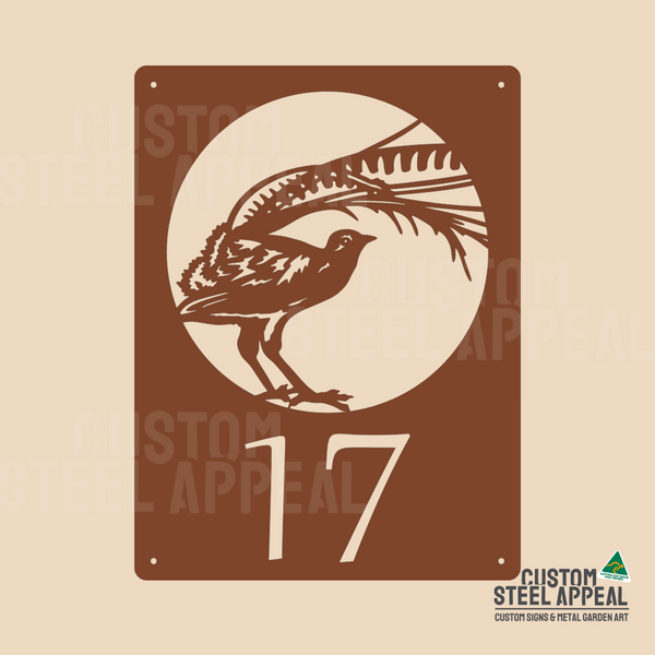 Lyrebird House Number Sign