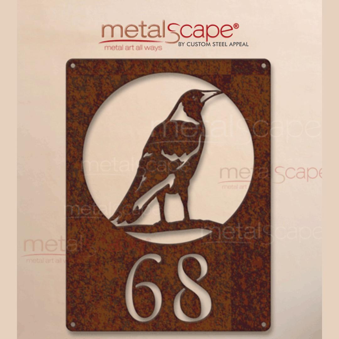 Magpie House Number Sign – Custom Steel Appeal