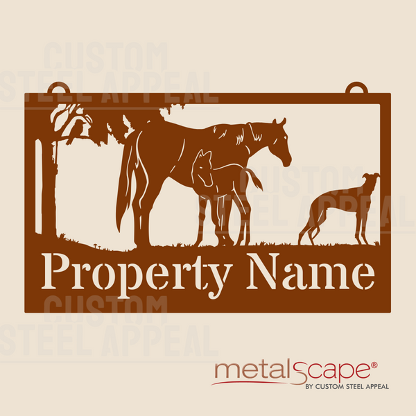 Mare & Foal, Greyhound - Farm Property Sign