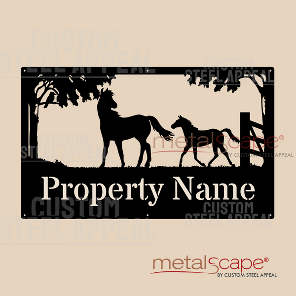 Mare & Foal Running - Farm Property Sign