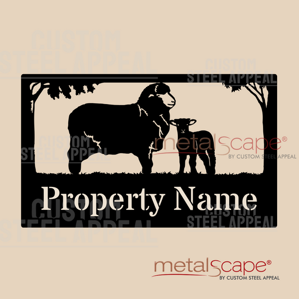 Merino Ewe & Lamb - Farm Property Sign