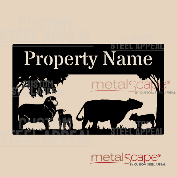 Merino Ewe & Lamb, Cow & Calf - Farm Property Sign