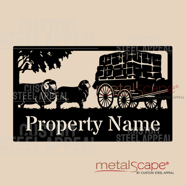 Merino Sheep and Wool Wagon - Farm Property Sign