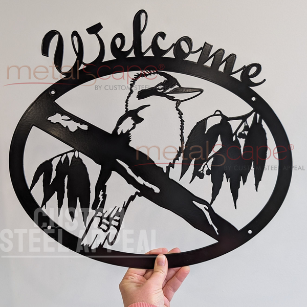 Kookaburra on Branch Oval Frame Welcome Sign