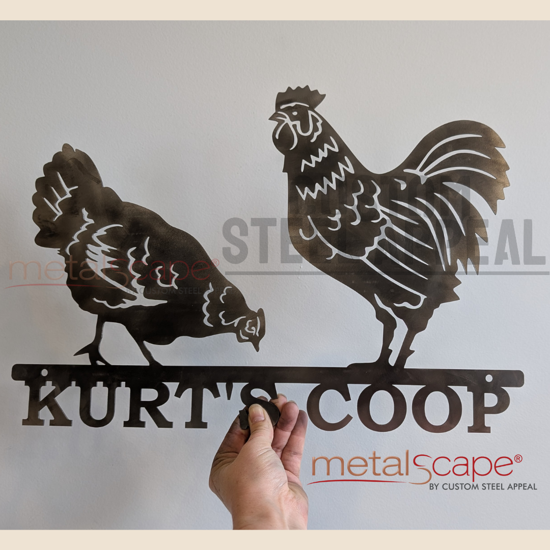 Pecking Hen and Rooster - Custom Chicken Sign – Custom Steel Appeal