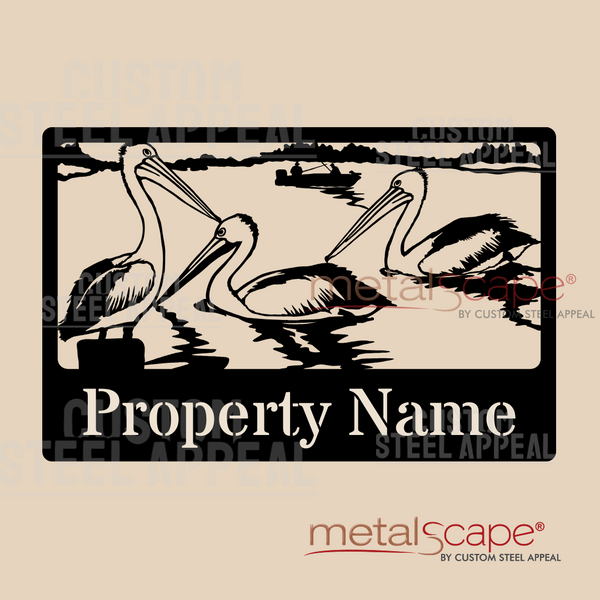 Pelican Water Scene - Farm Property Sign