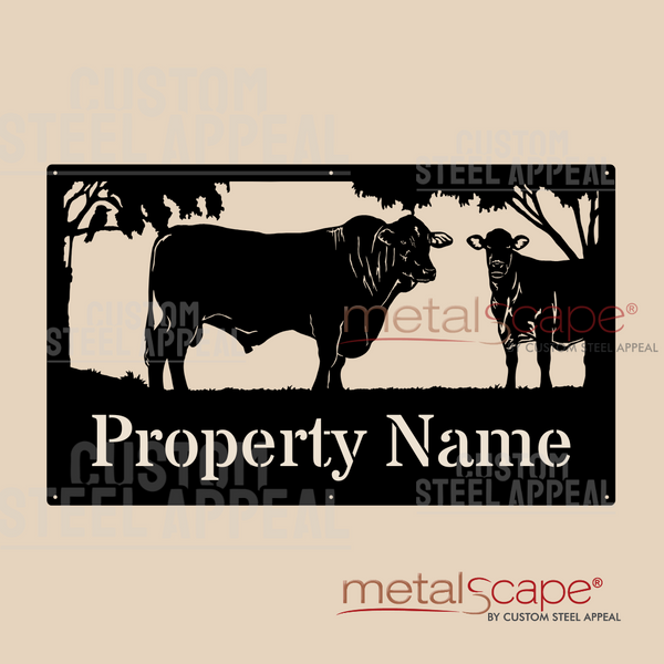 Santa Gertrudis Bull & Cow - Farm Property Sign