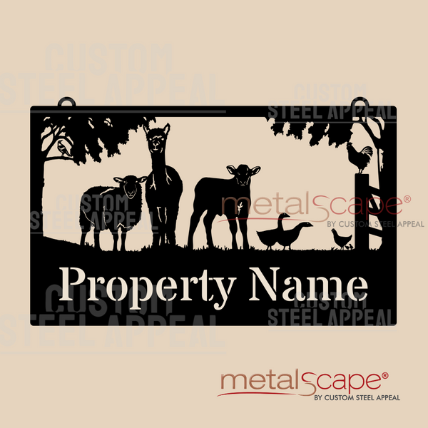 Sheep, Alpaca, Calf, Geese & Chickens - Farm Property Sign