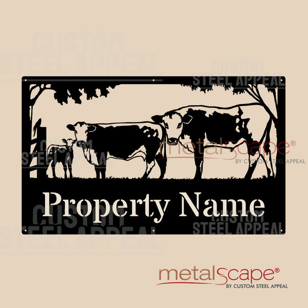 Speckle Park Breed Bull, Cow & Calf - Farm Property Sign