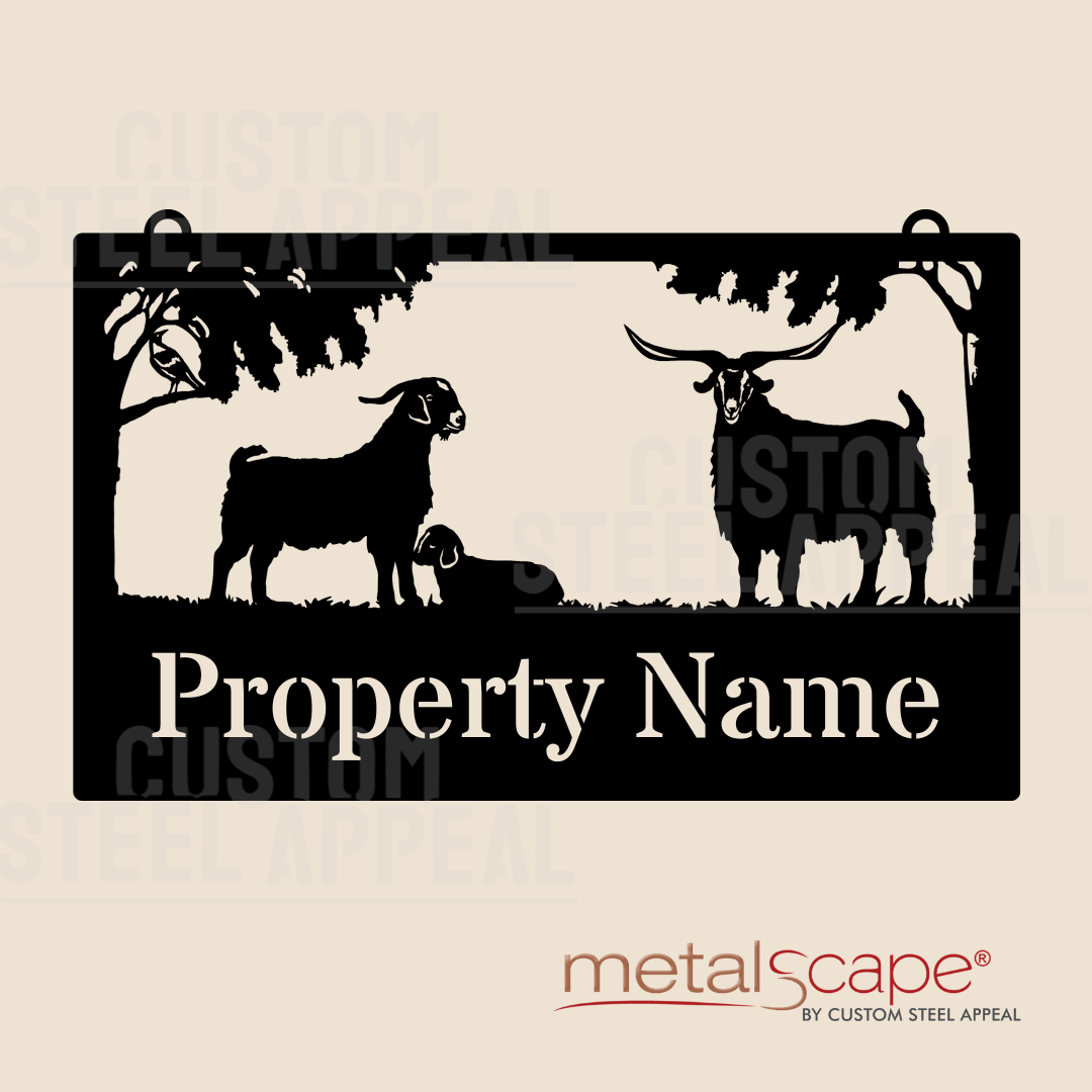 Cashmere Rack Sign Three Cashmere Goats - Farm Property Sign – Custom Steel Appeal
