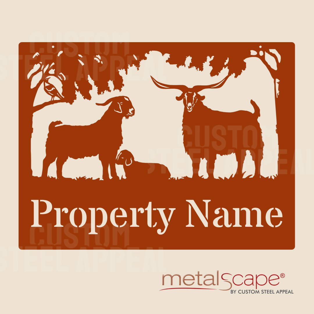Cashmere Rack Sign Three Cashmere Goats - Farm Property Sign – Custom Steel Appeal
