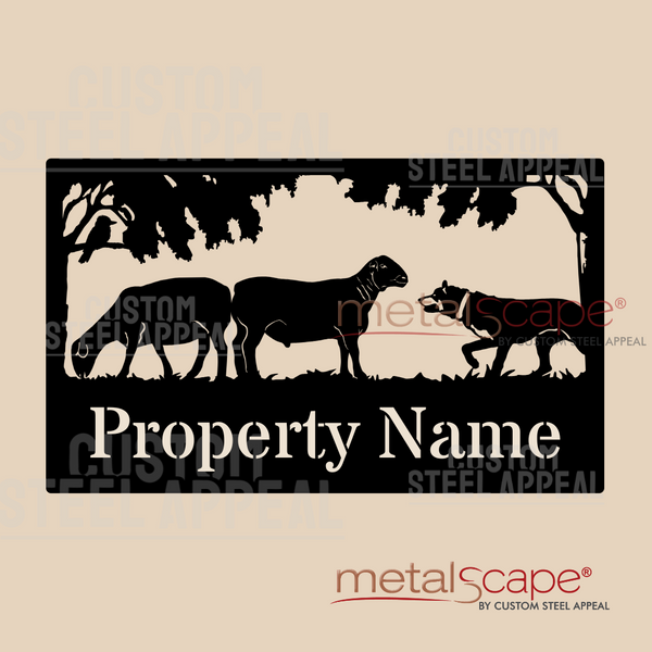 Premium Dorper Sheep & Kelpie - Farm Property Sign