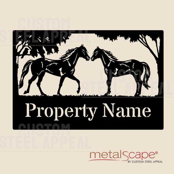 Two Horses (Facing Each Other) - Farm Property Sign