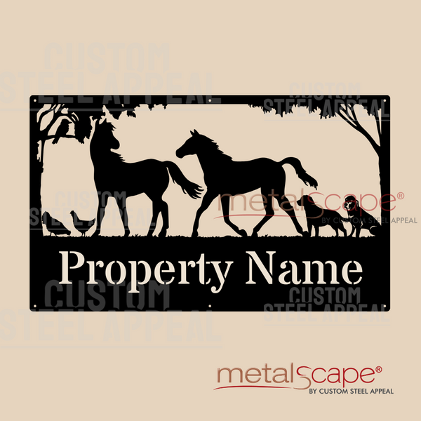 Ponies, Dogs & Chickens - Farm Property Sign