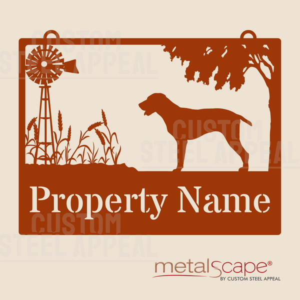 Windmill, Wheat & Pointer Dog - Farm Property Sign