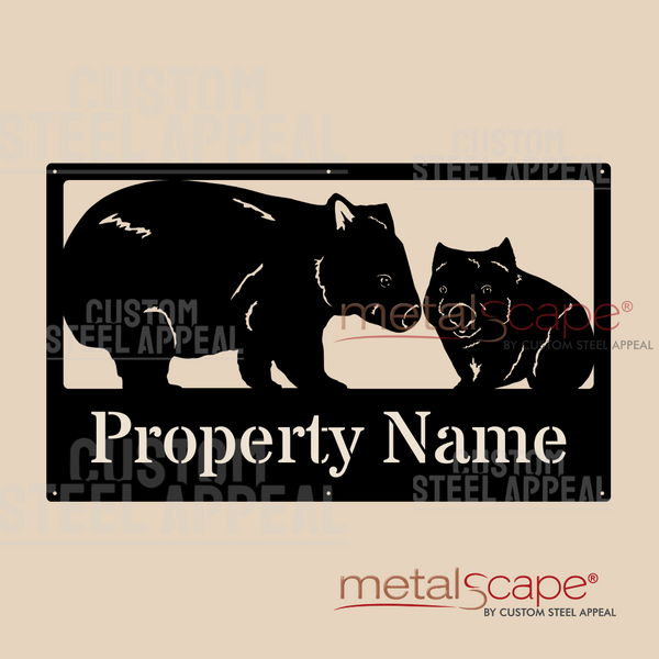 Wombat Adult and Joey - Farm Property Sign