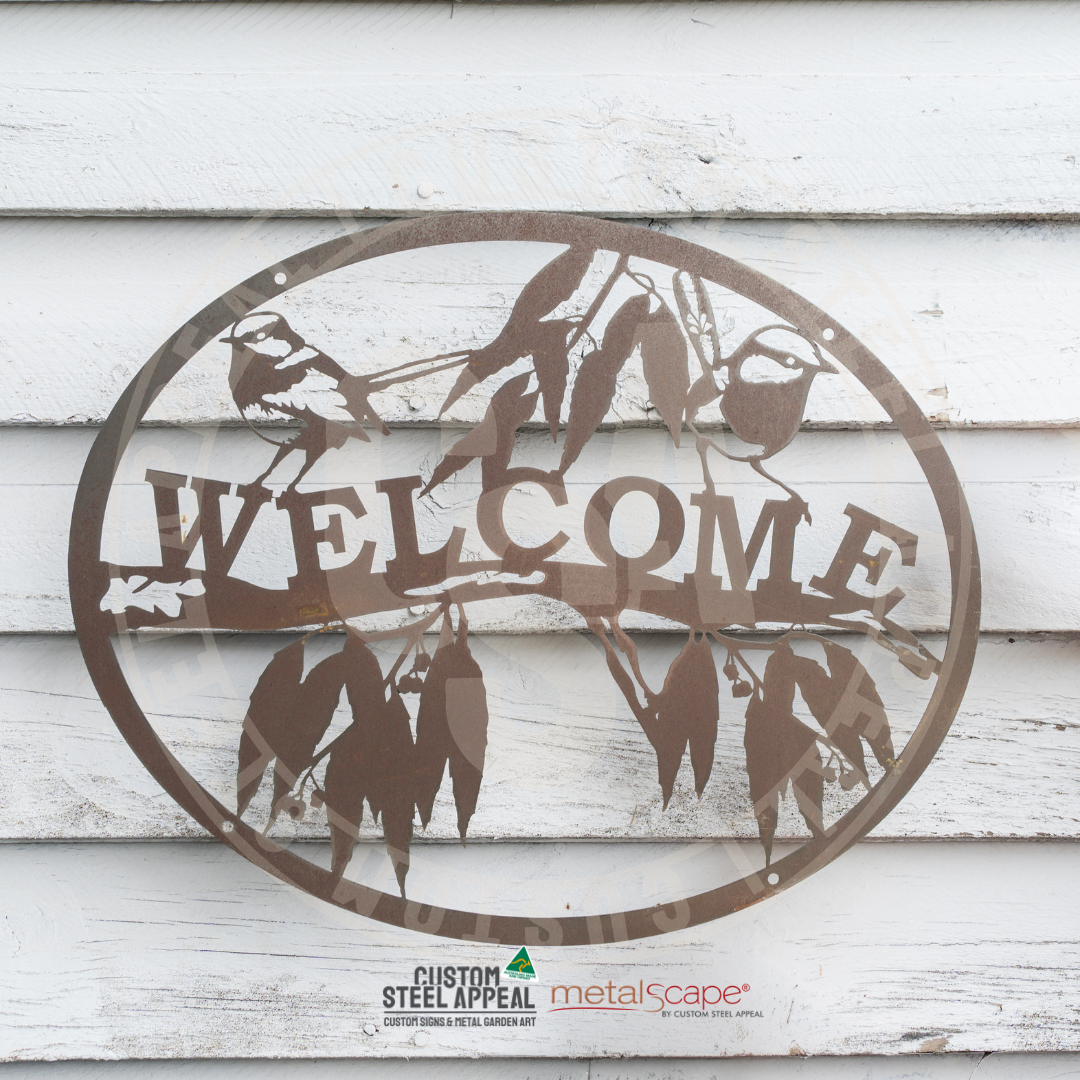 Branch and Wrens - Welcome Oval Frame – Custom Steel Appeal
