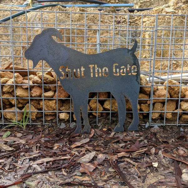 Shut the Gate Goat Sign