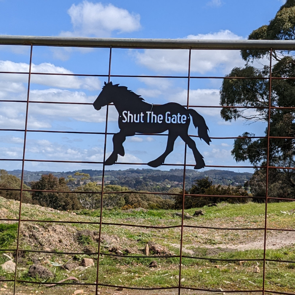 Shut the Gate Clydesdale 2 Horse Sign