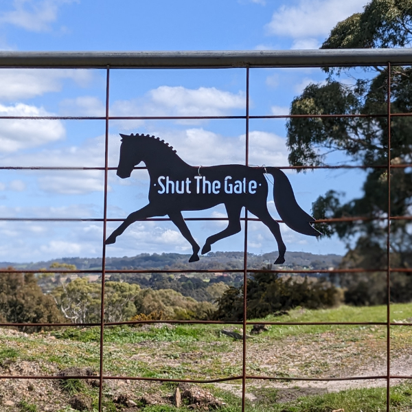 Shut the Gate Friesian Sign